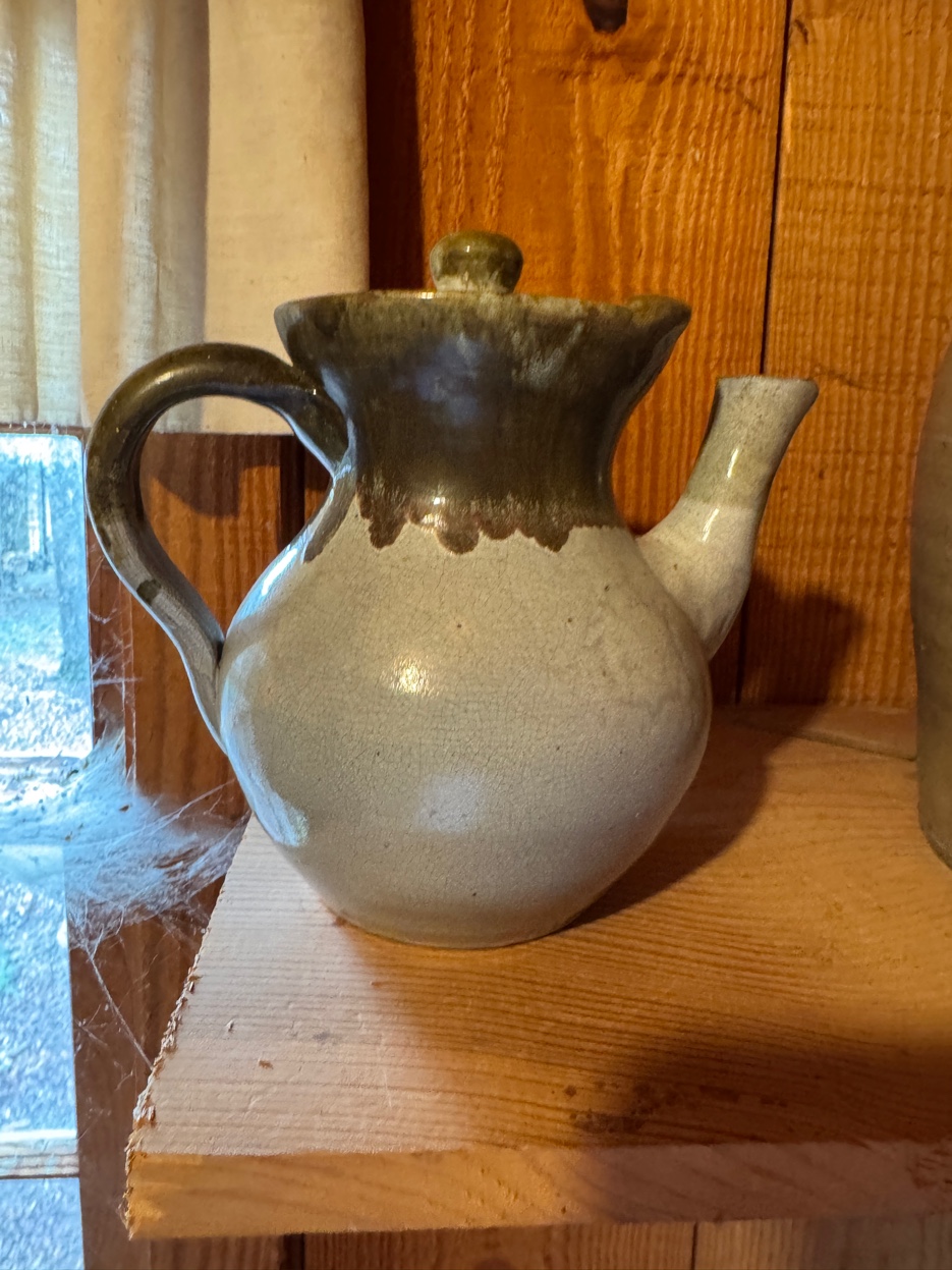 M.L. Owens green round teapot